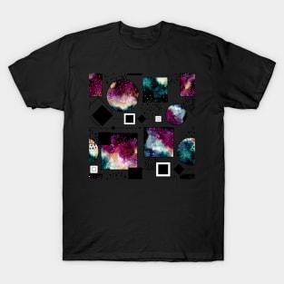 Watercolor Galaxy in Squares and Circles T-Shirt